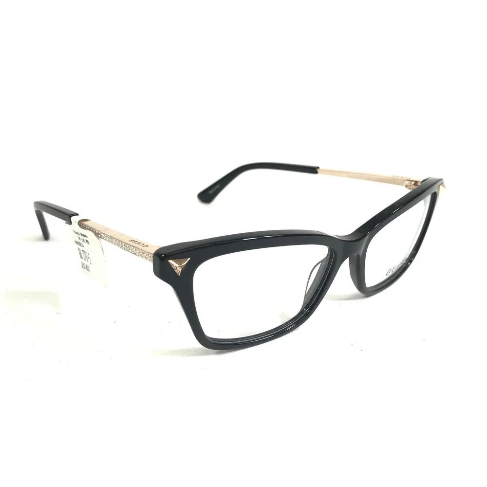 Guess Eyeglasses Frames GU2797-S 001 Black Gold Cat Eye Swarovski 52-15-140
